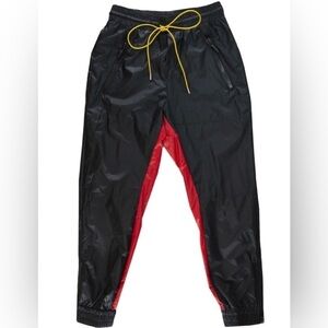 Rhude Nylon Black Pants in Red - Size Large - Elastic Waist, Zippers - Brand New